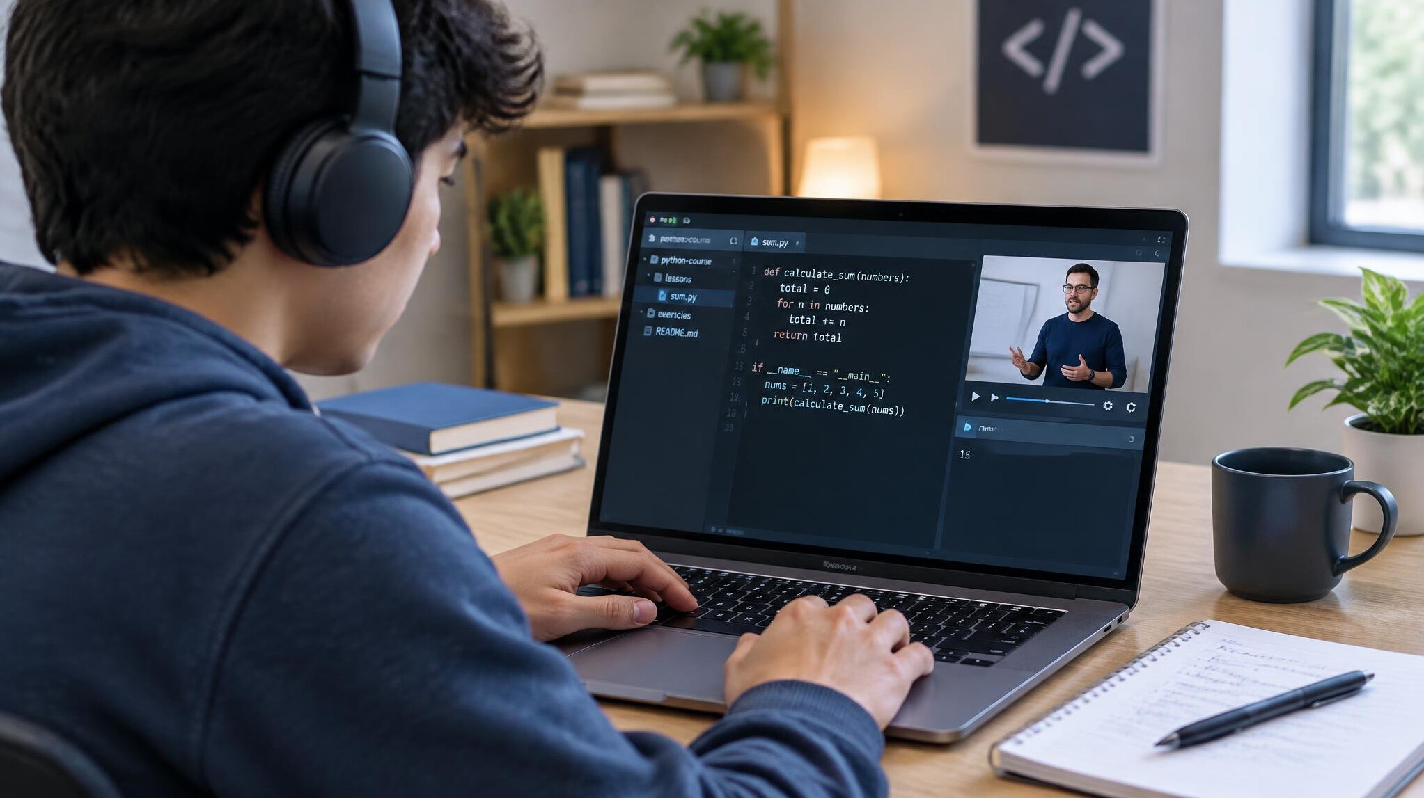 person learning programming on computer